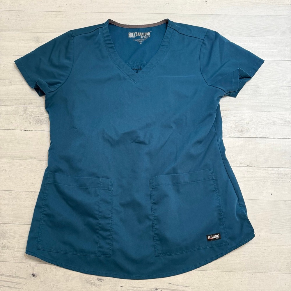 Grey's Anatomy by Barco teal blue scrub top women's medium‎